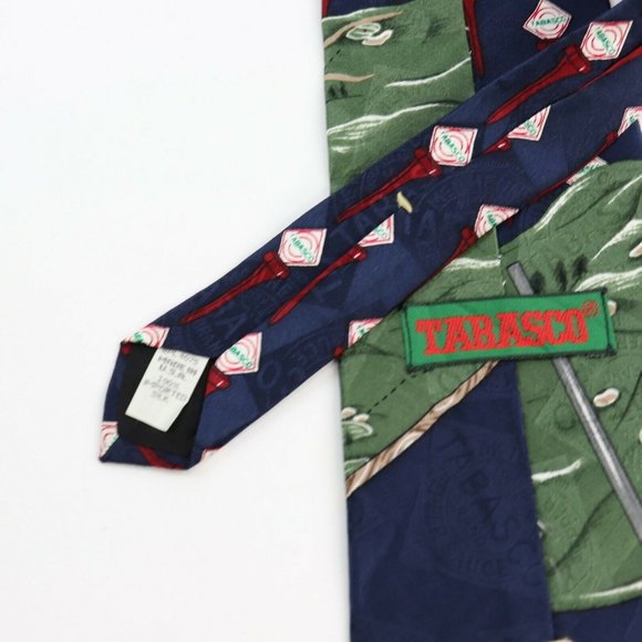 Tabasco Navy Blue and Green Golf Tie - Picture 3 of 6